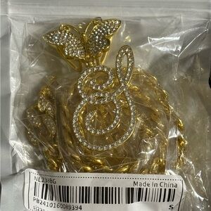 Hip Hop Butterfly Letter Men's Pendant Necklace jewelry Rhinestone Chain Link